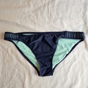 Ninety Six Degrees Bikini Bottom Laser Cut Teal & Navy sz L